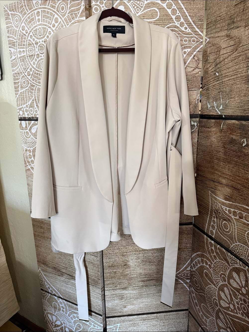 Marc New York  Cream Shawl Collar Open Blazer